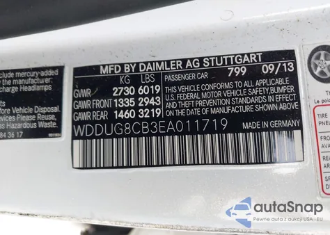 2014 Mercedes-Benz S 550 из США, поврежденный, VIN WDDUG8CB3EA011719